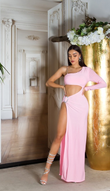 Gala Dress with XL Leg Slit Pink